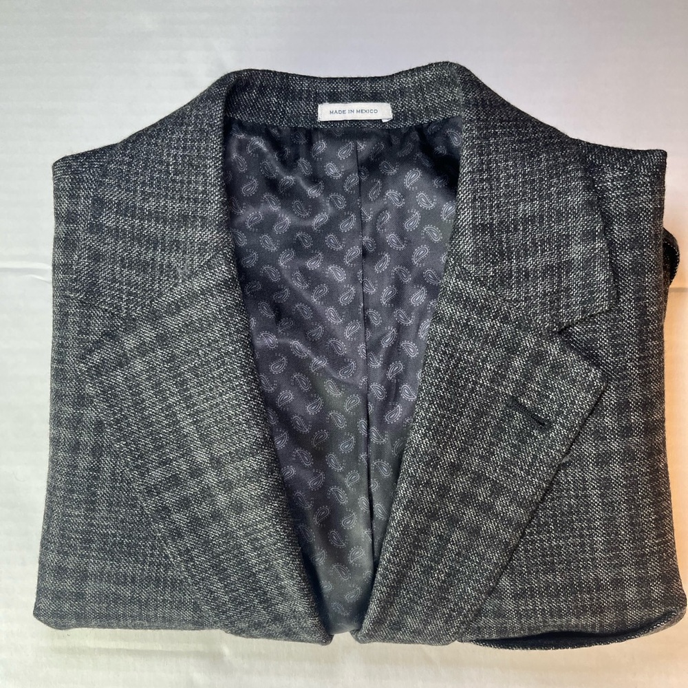 Joseph Abboud Men's Sport Coat Two Button Charcoal Black Plaid TOLLEGNO 1900 42L